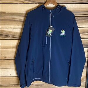 NWT AgriGold Navy Blue Hooded soft shell Jacket with Logo size XL full zip